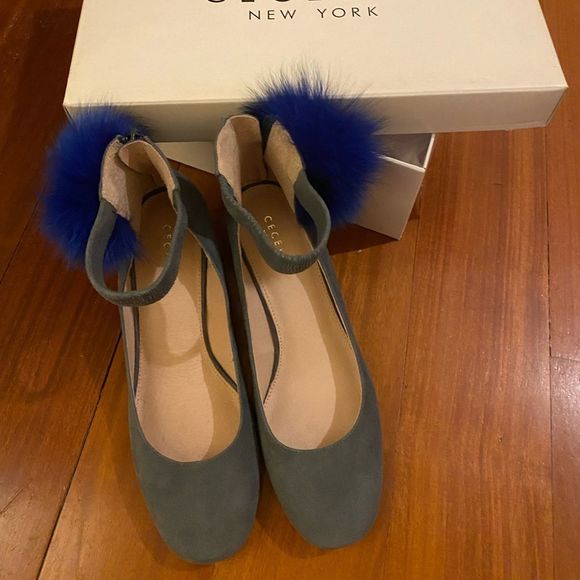 Cecelia New York Liv INK Genuine Fox Fur Block Heel Dress Pump - Picture 2 of 6